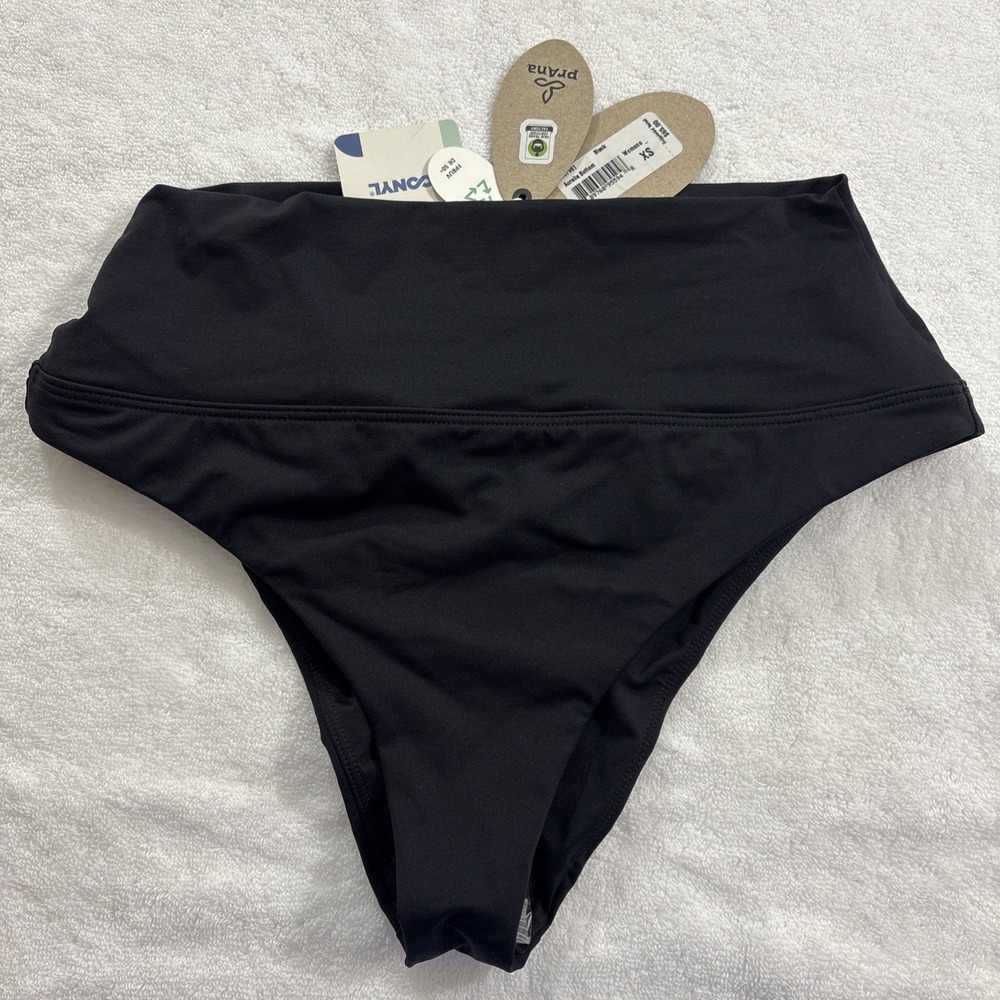 NWT Prana Aurelia Bottom Black Bikini Swim Bottoms Size XS Fair Trade MSRP $65